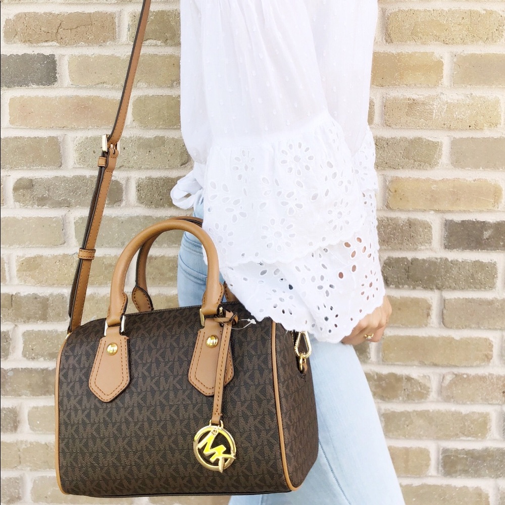 Gaby’sBags👜💕- NWT Michael Kors SM Satchel Brown - Picture 2 of 6